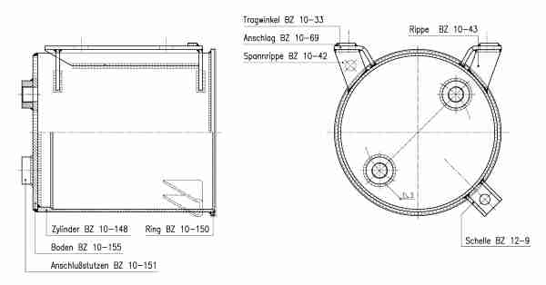 Zylinder komplett (geschweißt) BZ 10 U-1